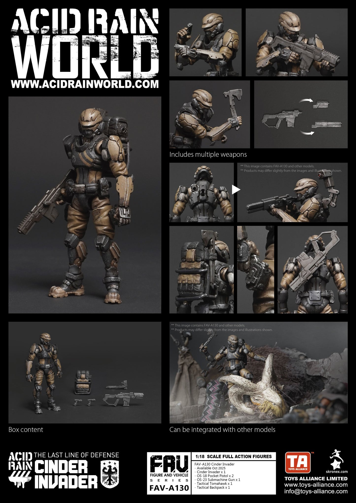 TOYS ALLIANCE Acid Rain FAV-A130 Cinder Invader 1/18 Action Figure JAPAN