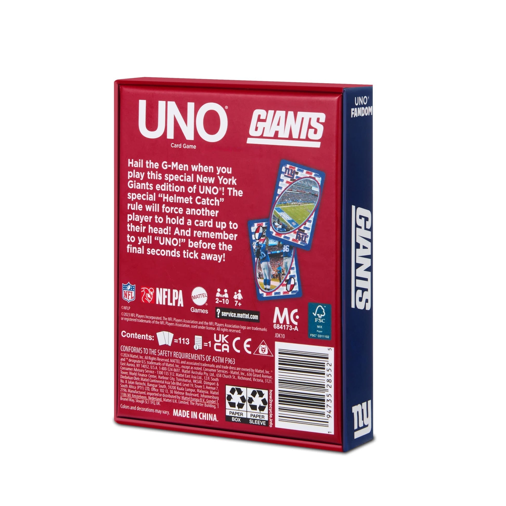 UNO Fandom NFL New York Giants Game Deck