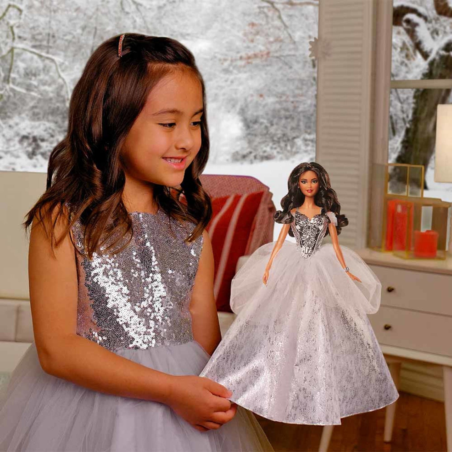 2021 Holiday Barbie Doll, Brunette Curly Hair Product