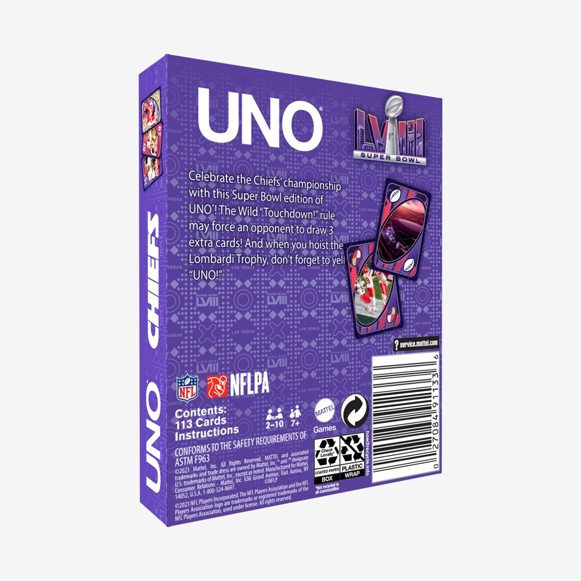 UNO LVIII Super Bowl Card Game Kansas City Chiefs